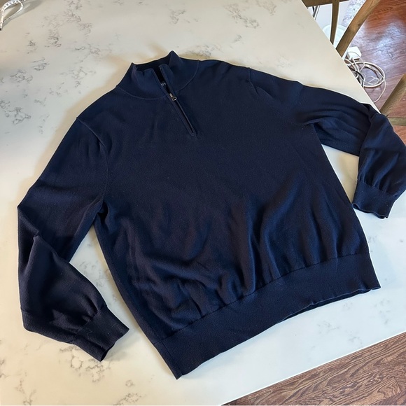 J. Crew Other - J.Crew Mens Navy Blue 100% Cotton Half Zip Sweater Size Large-B35